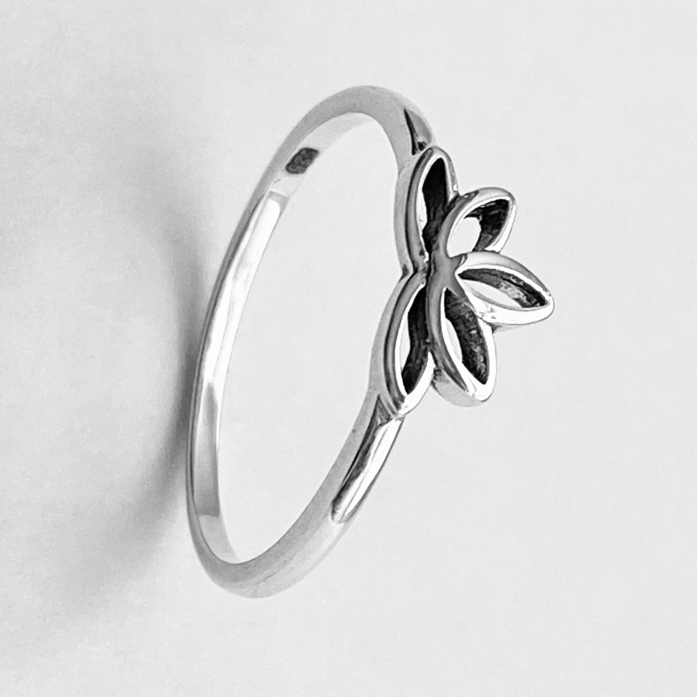 Sterling Silver Tiny Lotus Ring, Dainty Ring - Picture 13 of 15